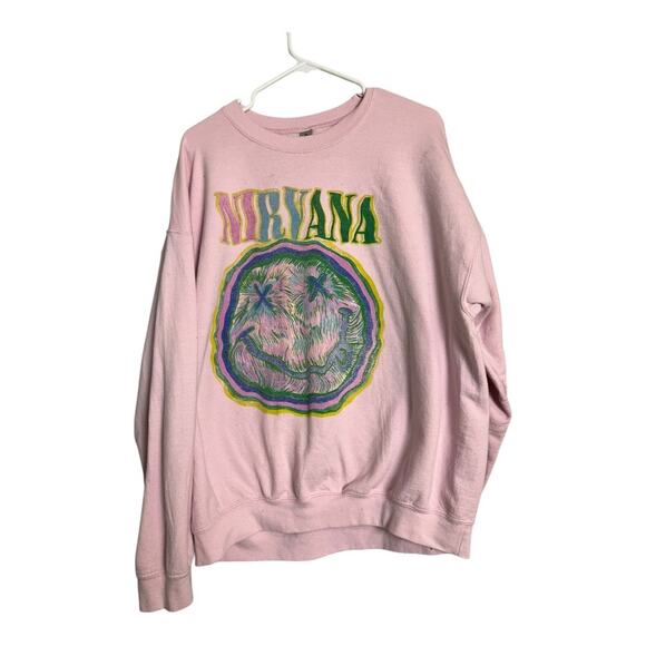 Mens Nirvana Fleece Sweatshirt Pullover Casual Grunge Rock Streetwear Utility XL - Picture 4 of 7